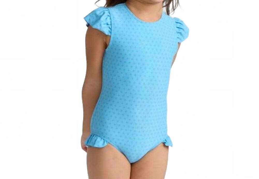 NEW MINNOW girls ruffle edge one piece in le marin dot